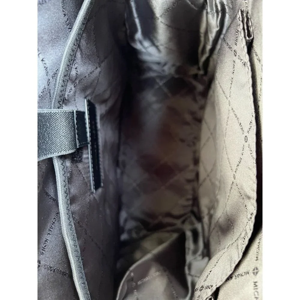 Michael Kors Backpack Cooper Logo Denim Backpack Utility Rucksack Black - Picture 12 of 12